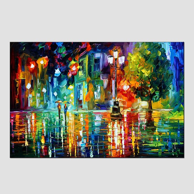 Oil Painting Hand Painted - Landscape Modern European Style With Stretched Frame / Stretched Canvas