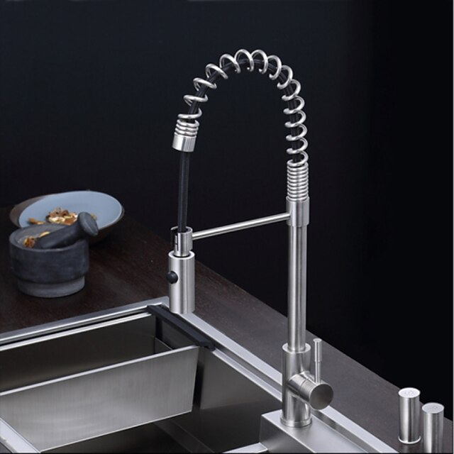  Kitchen faucet - One Hole Stainless Steel Pull-out / ­Pull-down Deck Mounted Contemporary Kitchen Taps / Single Handle One Hole