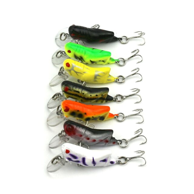  7 pcs Señuelos duros Moscas Manivela Señuelos duros Moscas Manivela Que se hunde Bass Trucha Lucio Pesca de Mar Pesca de agua dulce Pesca de Cebo Plástico duro