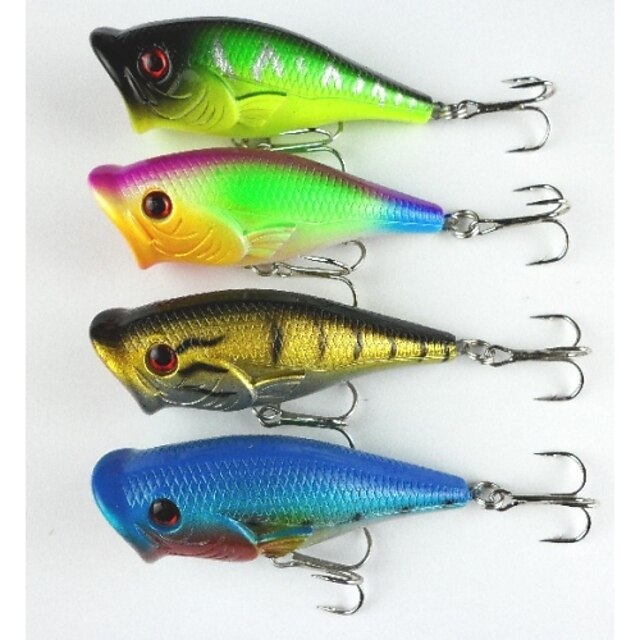  4pcs Fishing Lures Popper Floating Bass Trout Pike Sea Fishing Freshwater Fishing Bass Fishing Hard Plastic