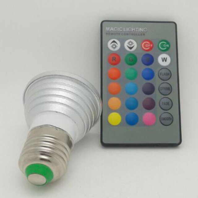  Lâmpadas de Foco de LED 130 lm E26 / E27 1 Contas LED LED de Alta Potência Controle Remoto RGB 85-265 V / 1 pç / RoHs / CE