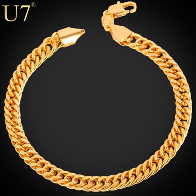 U7® Men's Classical Bracelet with '18K' Stamp High Quality Simple Style