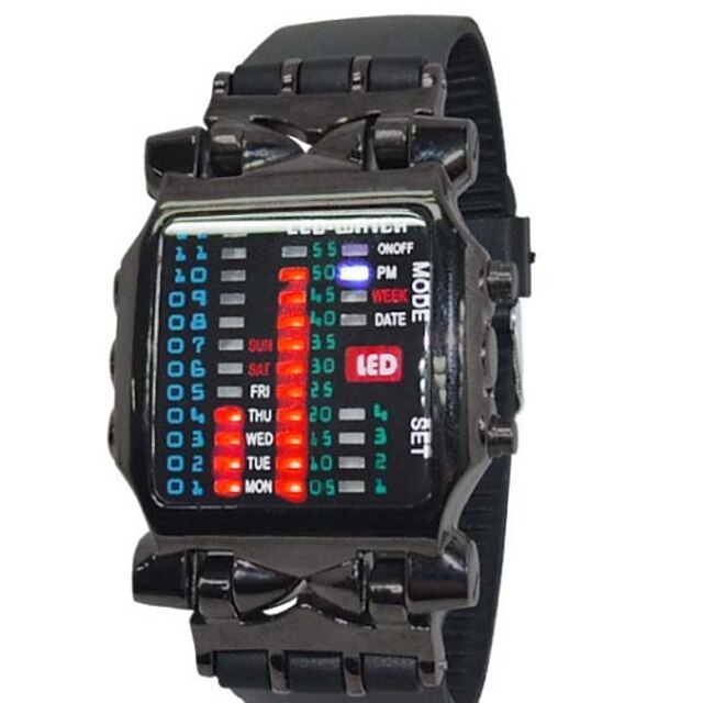  Мужской Наручные часы Уникальный творческий часы Цифровой LED силиконовый Группа Креатив Черный