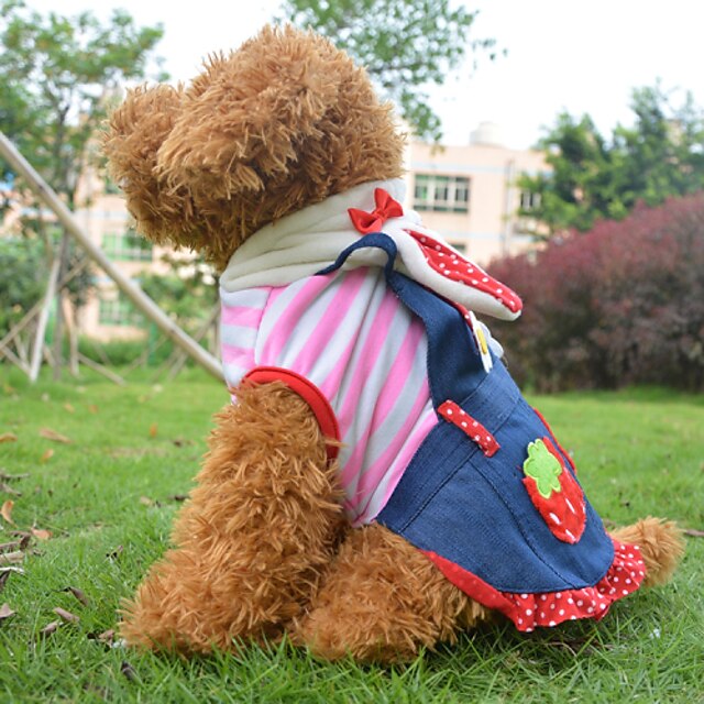  犬 コスチューム セット ドレス ハート 果物 コスプレ ハロウィーン 犬用ウェア 子犬の服 犬の衣装 ピンク コスチューム 女の子と男の子の犬のために フリース コットン S M L XL