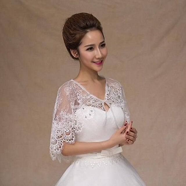  Sleeveless Capelets Lace Wedding / Party Evening / Casual Wedding  Wraps With Rhinestone