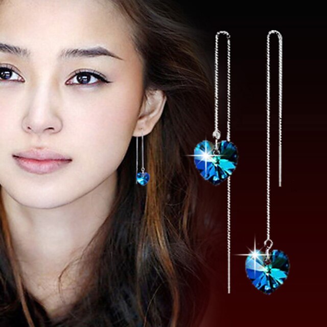  Women's Crystal Drop Earrings Hanging Earrings Silver Plated Earrings Jewelry Screen Color For