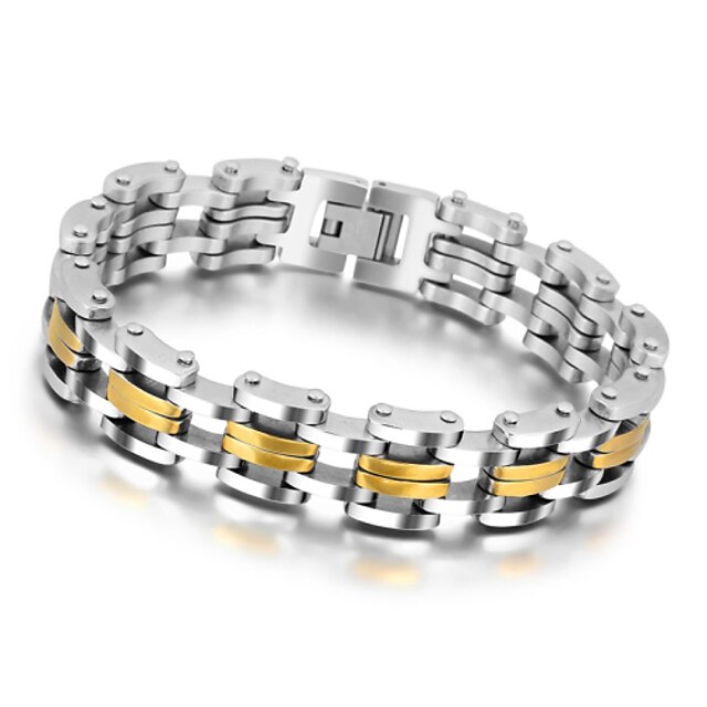 Punk Style 220m Stainless Steel Bracelets & Bangles Gold Plated Male Fashion Jewelry Men Bracelets