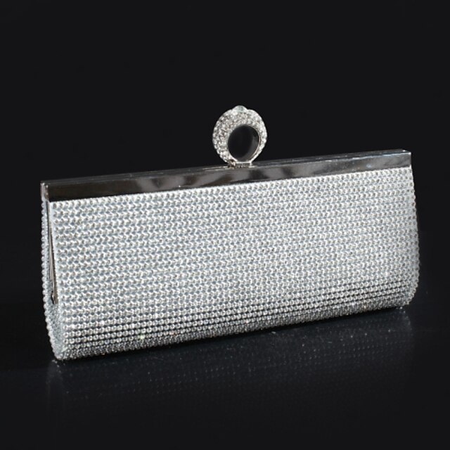  Dame Krystall / Rhinstein polyester Aftenveske Rhinestone Crystal Evening Bags Ensfarget Svart / Gull / Sølv