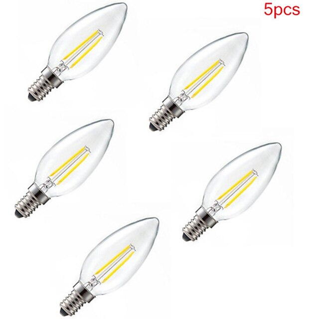  2W E14 LED Filament Bulbs CA35 2 High Power LED 180 lm Warm White Cold White 3000/6500 K Decorative AC 220-240 V