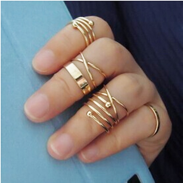  Women's Jewelry Set Midi Rings Fashion Gold Plated Alloy Jewelry For Wedding Party Daily Casual