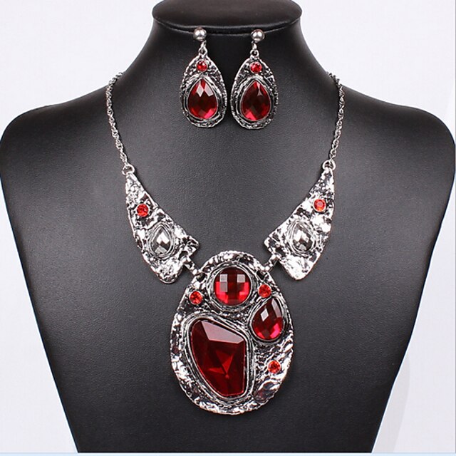  Parure de Bijoux Poire Gros Fantaisie dames Travail Mode Rétro Vintage Européen Des boucles d'oreilles Bijoux Rouge / Argent Pour Mariage Soirée Occasion spéciale Anniversaire Cadeau Mascarade 1 jeu