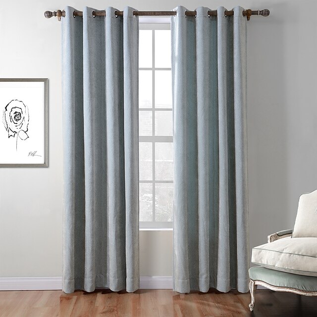  Curtains Drapes Living Room Stripe Polyester Jacquard / Blackout