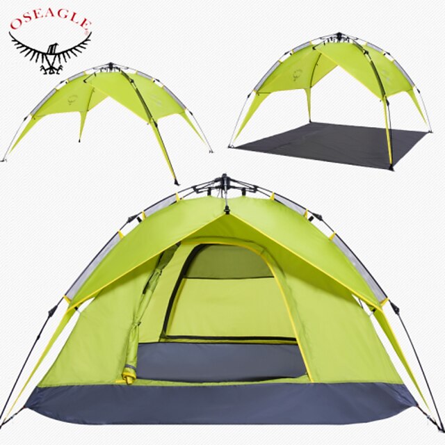  OSEAGLE 4 fő  Szabadtéri Hátizsákos utazáshoz sátor Szélbiztos Vízálló Párásodás gátló Jól szellőző Lélegzési képesség UV védelem Automatikus Kupola Egy szoba Kétrétegű >3000 mm Kemping sátor  mert