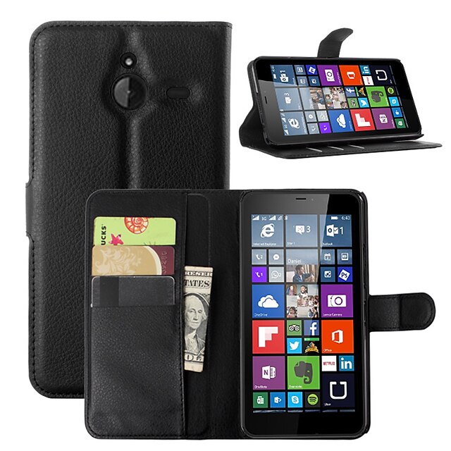  Funda Para Nokia Lumia 540 / Nokia Lumia 640 / Nokia Funda Nokia Cartera / Soporte de Coche / con Soporte Funda de Cuerpo Entero Un Color Dura Cuero de PU para Nokia Lumia 640 XL / Nokia Lumia 535