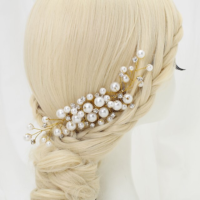  Kobiety Flower Girl Rhinestone Stop Pearl imitacja Winieta-Ślub Piękny Hair Combs 1 sztuka