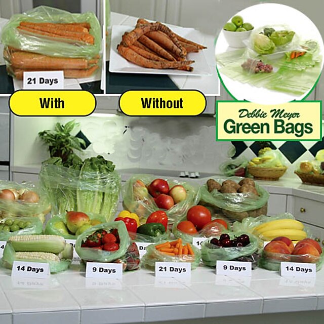  100pcs Reusable Veggie Fruit Green Bags Flower Produce Storage Bags