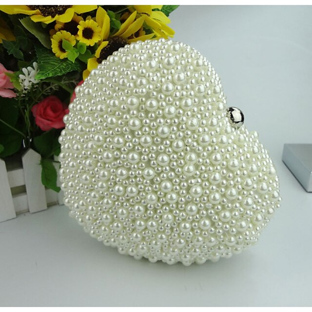  Women's Imitation Pearl Polyester Evening Bag Solid Colored Beige