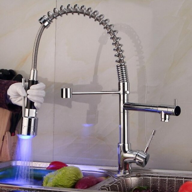  Kitchen faucet - Single Handle One Hole Chrome Deck Mounted Contemporary Kitchen Taps