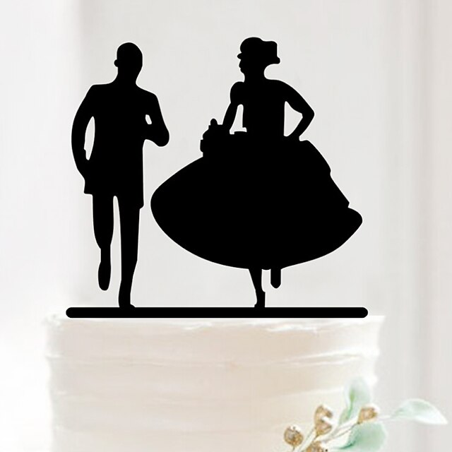  Cake Topper Classic Couple Acrylic Wedding / Anniversary / Bridal Shower with 1 pcs OPP
