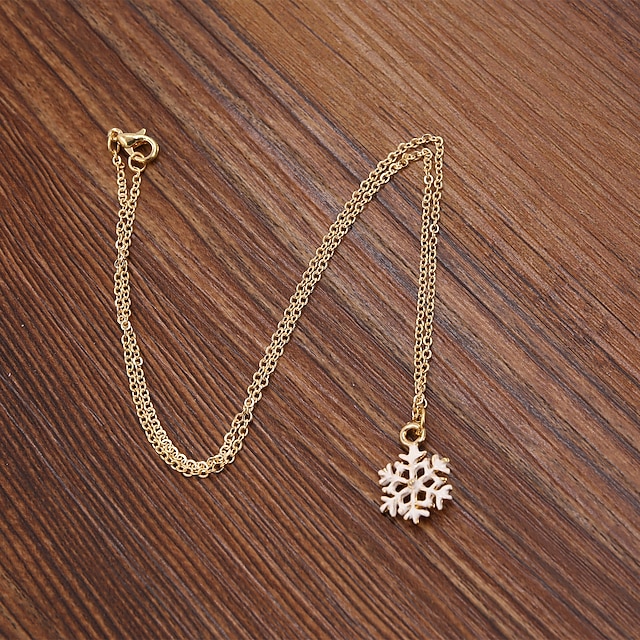  Women's Pendant Necklace Snowflake Ladies Enamel Alloy Necklace Jewelry For Wedding Party Casual Daily Sports