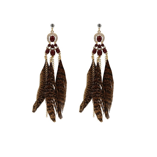 Women's Drop Earrings Feather Luxury Resin Rhinestone Feather Earrings Jewelry For Wedding Party Daily Casual Sports / Imitation Diamond