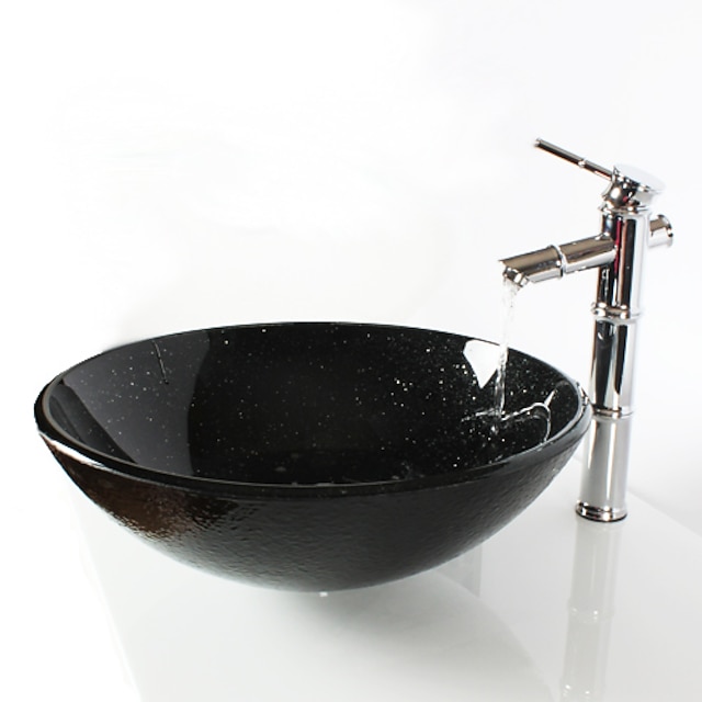  Νιπτήρας μπάνιου / Βρύση μπάνιου / Κρίκος πετσετών μπάνιου Σύγχρονο - Σκληρυμένο Γυαλί Κυκλικό Vessel Sink