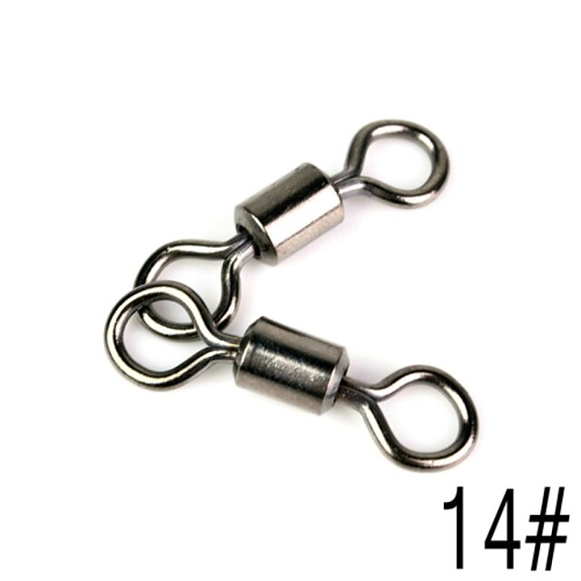  200PCS Ball Bearing Swivel Solid Rings Fishing Connector Size 14# Steel Alloy Fishing Tools