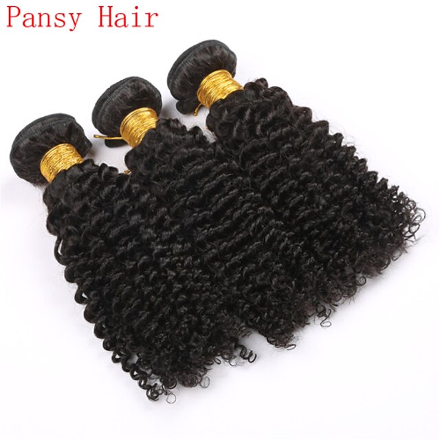 Lot de 3 Tissage de cheveux Cheveux Indiens Kinky Curly Tissage bouclé Extensions de cheveux Naturel humains Tissages de cheveux humains / Très Frisé