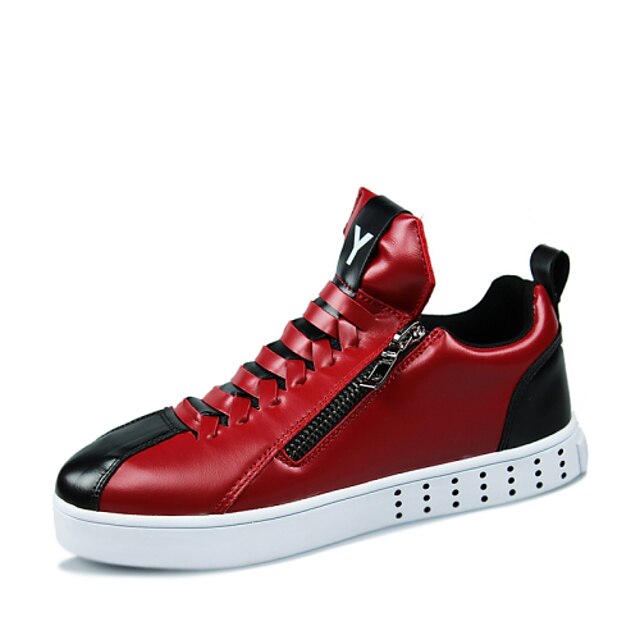 Men's Comfort Shoes Spring / Fall Casual Faux Leather White / Black / Red