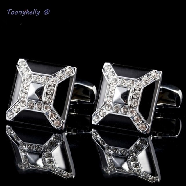  Toonykelly® Fashion Copper Silver Plated Square Shirt Button Cufflink(1 Pair)