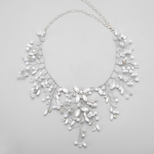  Biały Kryształ Sztuczna perła Kryształ górski Stop Biały Naszyjniki Biżuteria Na Ślub Impreza Rocznica