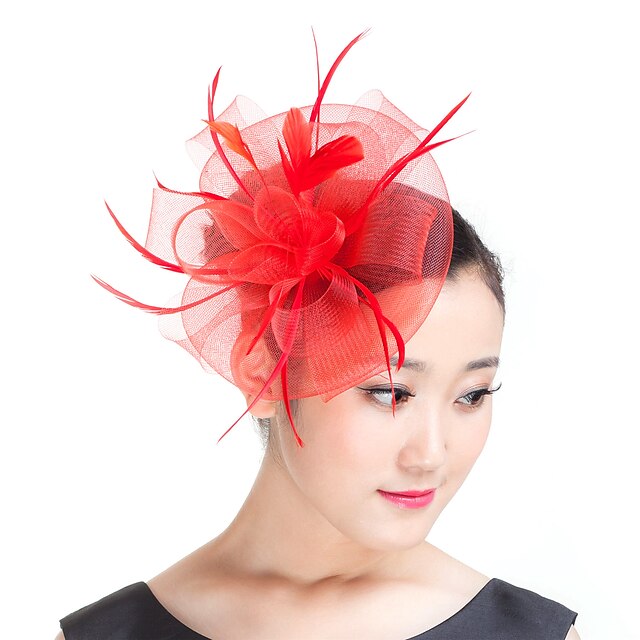  Feather / Polyester Fascinators / Headwear with Floral 1pc Wedding / Special Occasion / Casual Headpiece