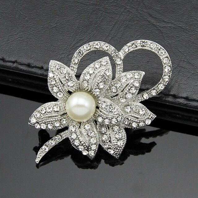  Women's Brooches Flower Ladies Work Fashion Italian Party Pearl Brooch Jewelry White For Wedding Party Special Occasion Anniversary Birthday Masquerade