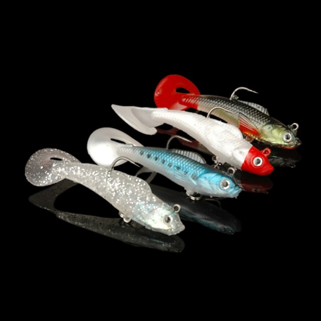  4 pcs Weiche Fischköder / Gummifische Angelköder Weiche Fischköder / Gummifische sinkend Bass Forelle Pike Seefischerei Spinn Fischen im Süßwasser Weicher Kunststoff / Spinnfischen