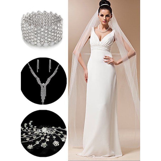  Women's Rhinestone Earrings Jewelry Silver For Wedding / Hair Jewelry / Necklace / Bracelets & Bangles