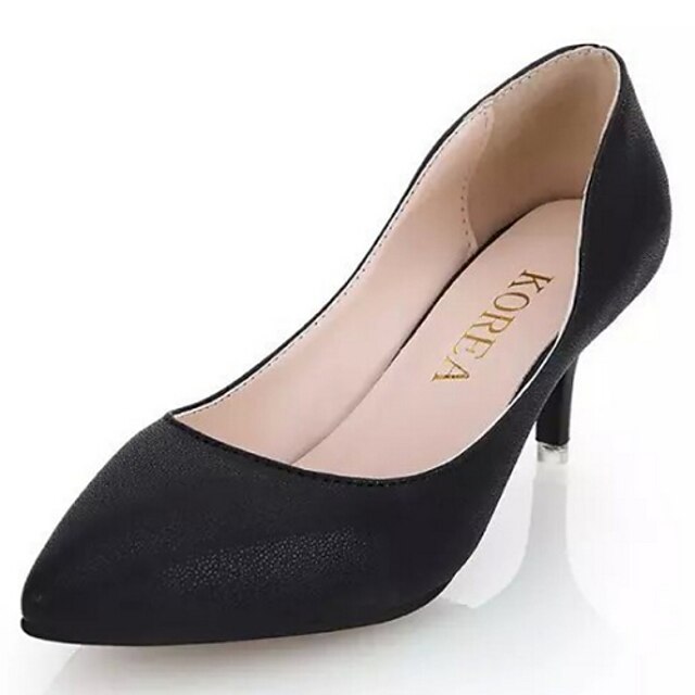  Черный - Женская обувь - Для праздника - Дерматин - На шпильке - С острым носком - Обувь на каблуках