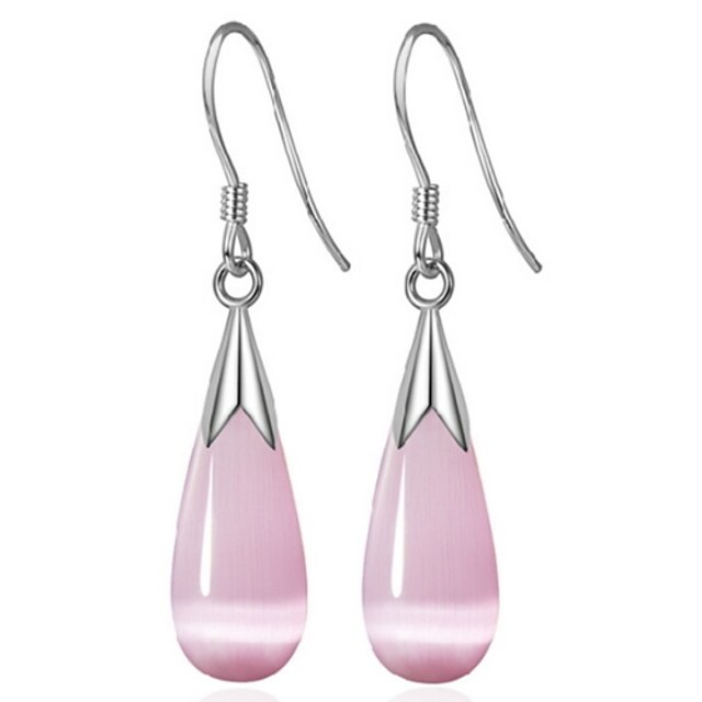  Women's Synthetic Opal Cat's Eye Drop Earrings Drop Ladies Sterling Silver Stainless Steel Opal Earrings Jewelry Pink / Silver For Casual Daily Sports