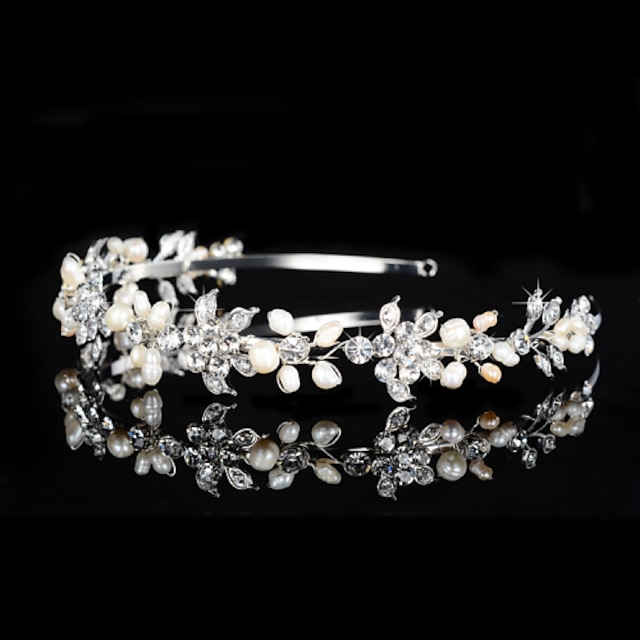  Vintage Charming Design Wedding Bride Handmake Headband Necklace Cown Pearls Hair Accessior Flower Silver Luxurious