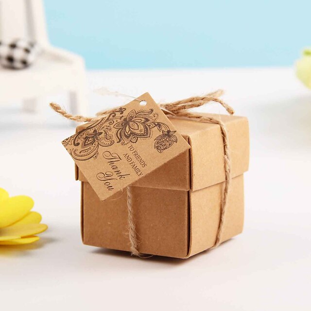  Geschenkboxen ( Braun , Kartonpapier ) - Nicht personalisiert -Hochzeit / Jubliläum / Brautparty / Babyparty / Quinceañera & Der 16te