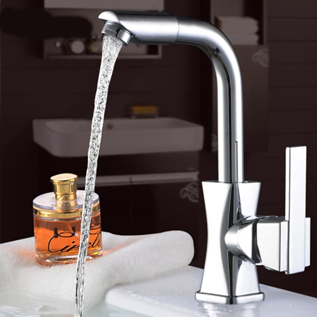  Bathroom Sink Faucet - Rotatable Chrome Centerset One Hole / Single Handle One Hole