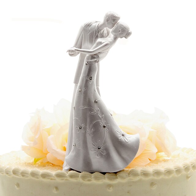  Cake Topper Non-personalized Classic Couple Chrome Wedding / Anniversary White Classic Theme OPP