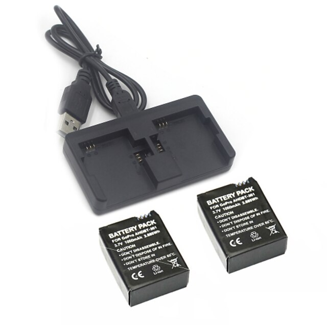  Accessoires Chargeur de batterie batterie Haute qualité Pour Caméra d'action Gopro 3 Gopro 3+ Sports DV Polycarbonate