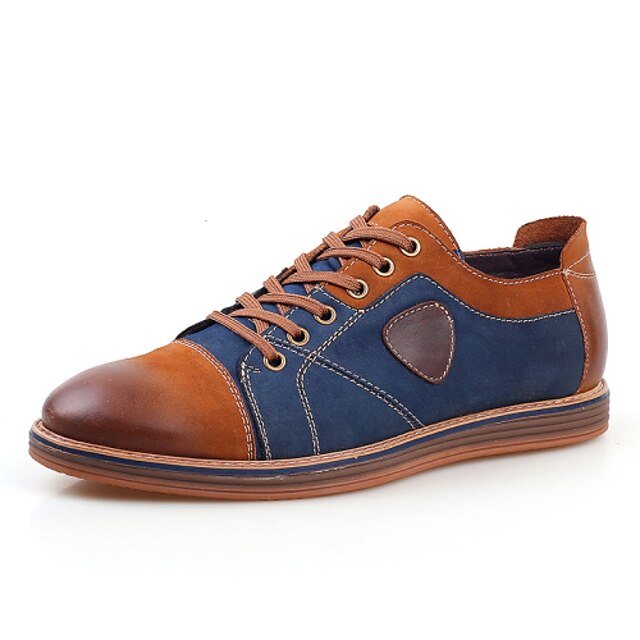  Men's Comfort Shoes Spring / Fall Casual Leather Brown / Gray / Lace-up
