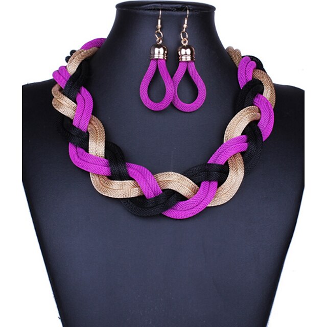  Jewelry Set Hoop Earrings Braided Twisted Chinese Knot Ladies Work Bohemian Casual Fashion Vintage Earrings Jewelry Purple For Party Special Occasion Anniversary Birthday Gift 1 set