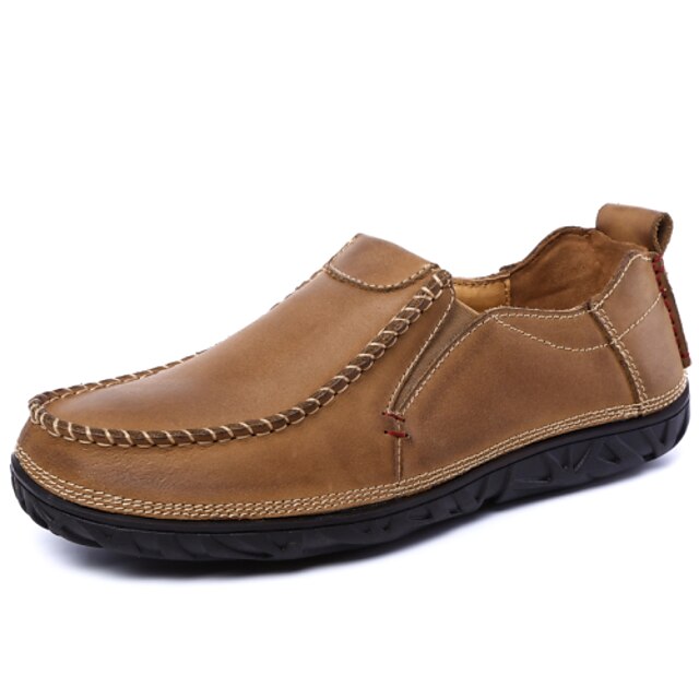  Men's Shoes Leather Spring / Summer / Fall Comfort Loafers & Slip-Ons Brown / Khaki / Party & Evening / Leather Shoes