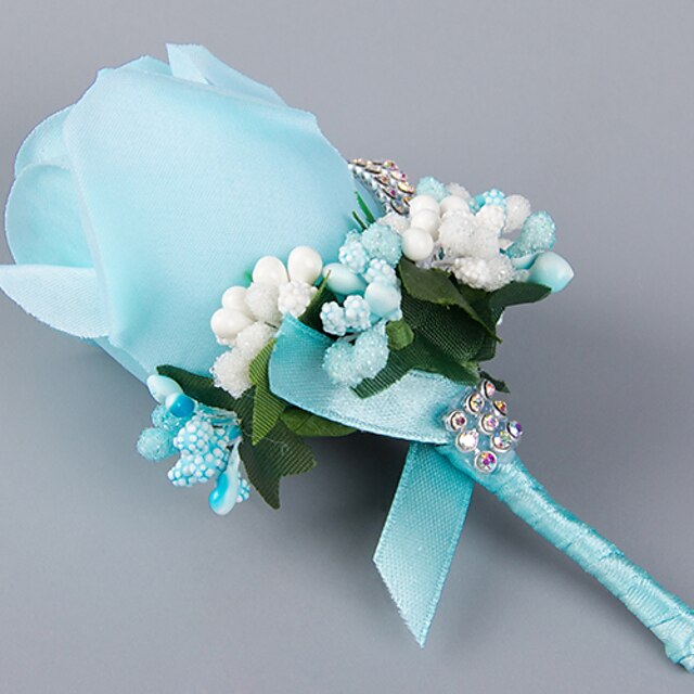  Elegant Rose Wedding/Party Boutonniere with Rhinestone for the Groomsman and Bridesmaid(7*12cm)