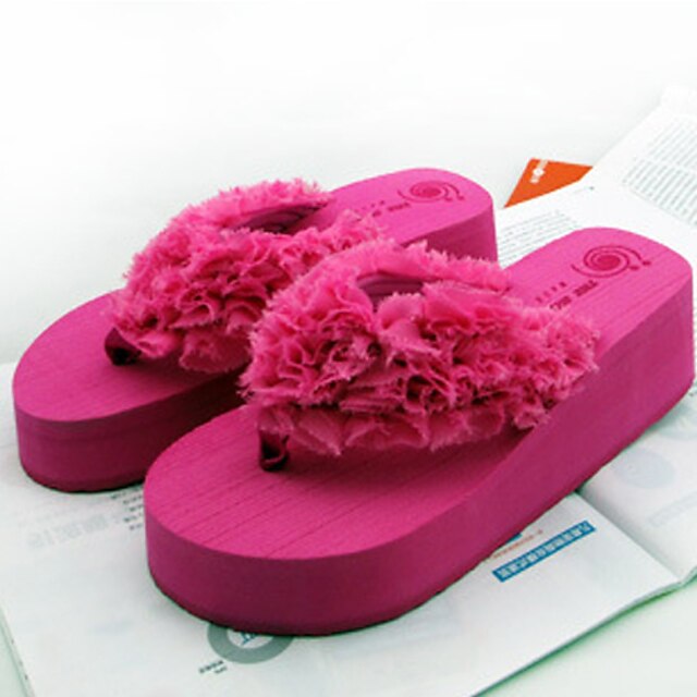  Women's Shoes PVC Summer Flat Heel Flower Black / Red