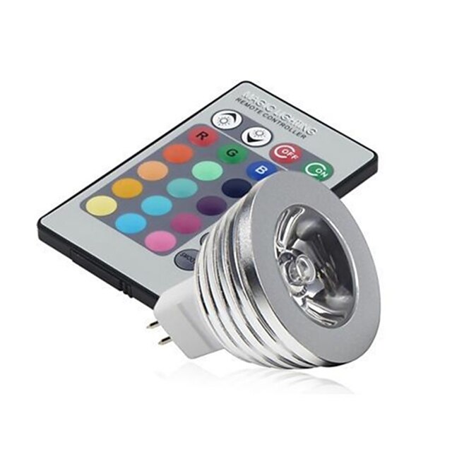  JIAWEN 3W RGB MR16 LED Stage Lights 1 LED Beads High Power LED Dimmable  Decorative  Remote-Controlled RGB DC12V