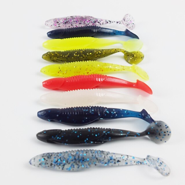  10 pcs Fishing Lures Soft Bait Worm Paddle Tail Sinking Bass Trout Pike Lure Fishing
