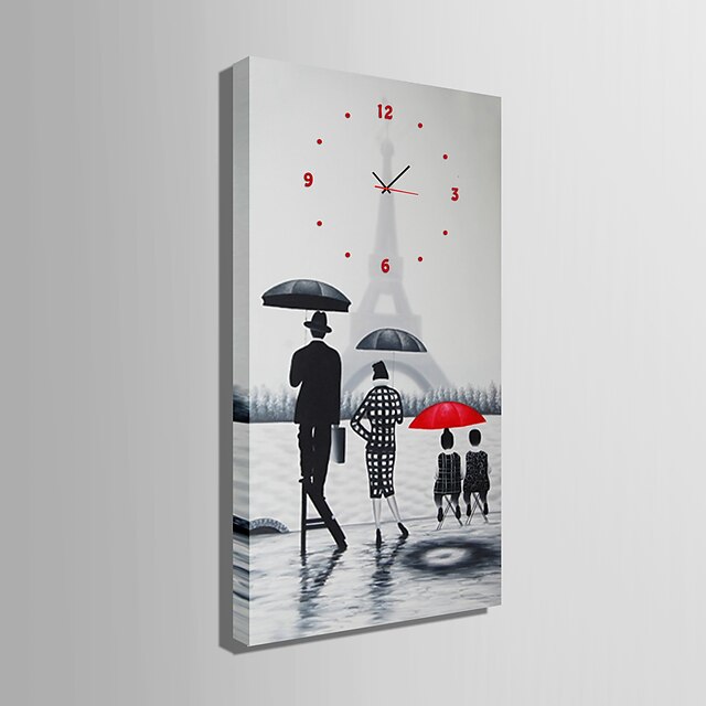  e-home® lidé pod deštníkem hodiny v plátně 1ks